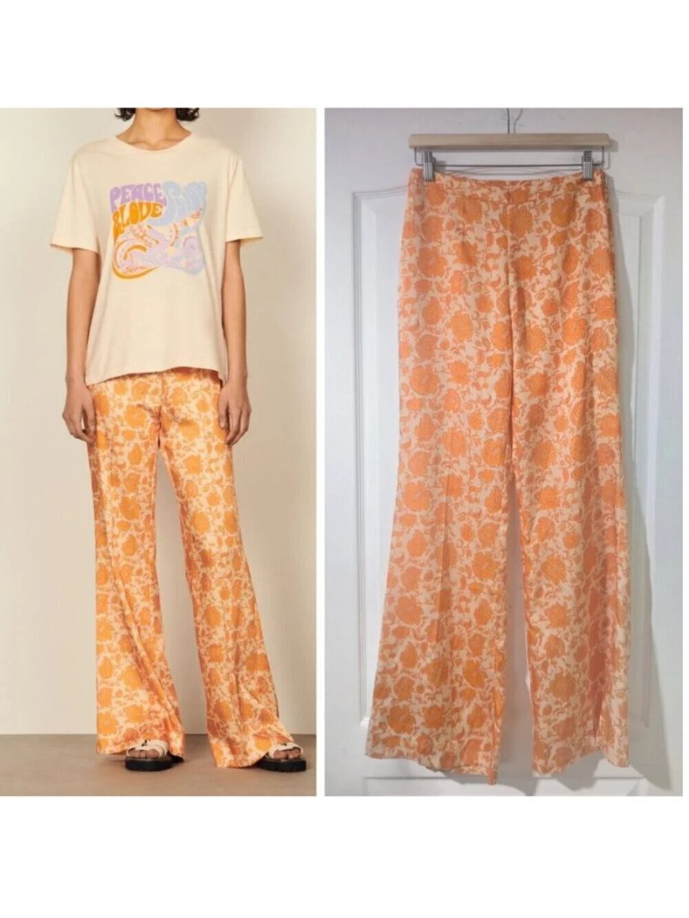 Sandro | Trapani Floral Trousers In Orange